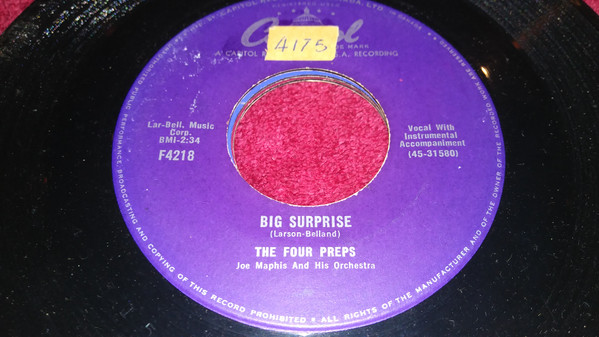 The Four Preps, Joe Maphis And His Orchestra - Big Surprise / Try My Arms (7", Single) (Very Good (VG)) - Image 2