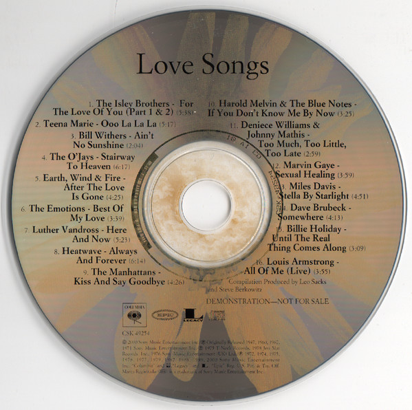 Various - Love Songs: A Legacy Sampler (CD, Comp, Promo, RM, Car) (Near Mint (NM or M-)) - Image 3