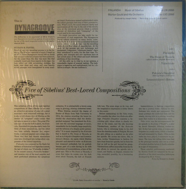 Jean Sibelius / Morton Gould - Finlandia – Music Of Sibelius (LP, Mono) (Mint (M)) - Image 2