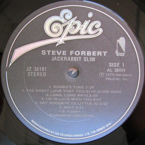 Steve Forbert - Jackrabbit Slim (LP, Album) (Mint (M)) - Image 3