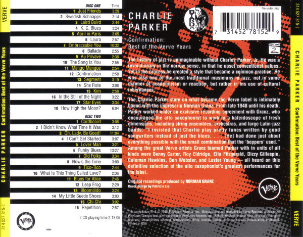 Charlie Parker - Confirmation: Best Of The Verve Years (2xCD, Album, Comp) (Near Mint (NM or M-)) - Image 2