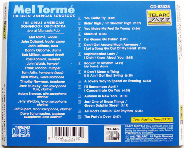 Mel Tormé - The Great American Songbook - Live At Michael's Pub (CD, Album) (Near Mint (NM or M-)) - Image 2