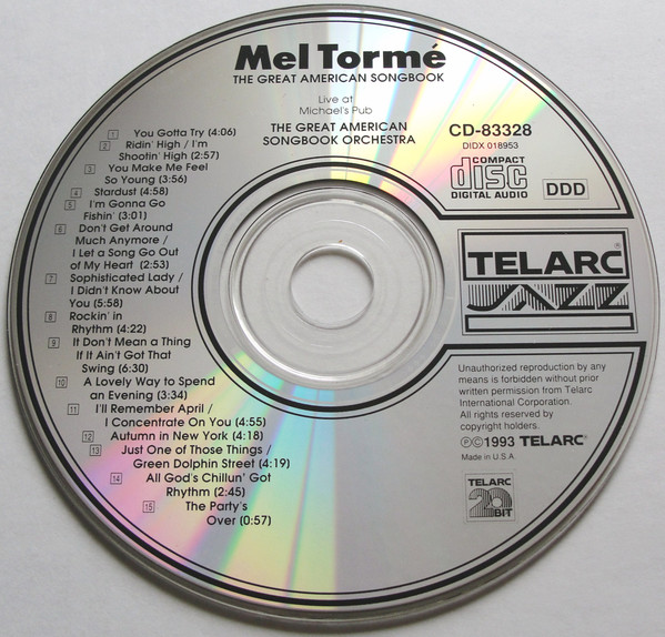 Mel Tormé - The Great American Songbook - Live At Michael's Pub (CD, Album) (Near Mint (NM or M-)) - Image 3