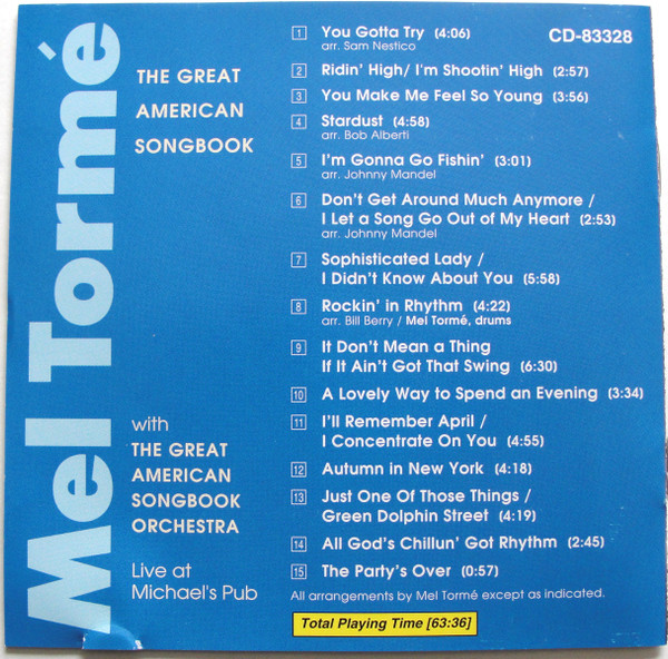 Mel Tormé - The Great American Songbook - Live At Michael's Pub (CD, Album) (Near Mint (NM or M-)) - Image 5