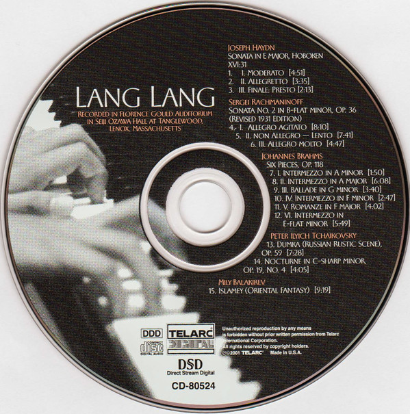 Lang Lang - Recorded Live At Seiji Ozawa Hall, Tanglewood (CD) (Near Mint (NM or M-)) - Image 3