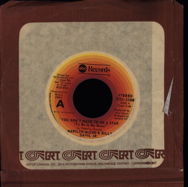 Marilyn McCoo & Billy Davis Jr. - You Don't Have To Be A Star (To Be In My Show) / We've Got To Get It On Again (7", Single) (Near Mint (NM or M-)) - Image 3