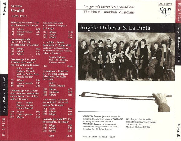Antonio Vivaldi - Angèle Dubeau & La Pietà - Per Archi (Concertos For Strings) (CD, Album) (Near Mint (NM or M-)) - Image 2