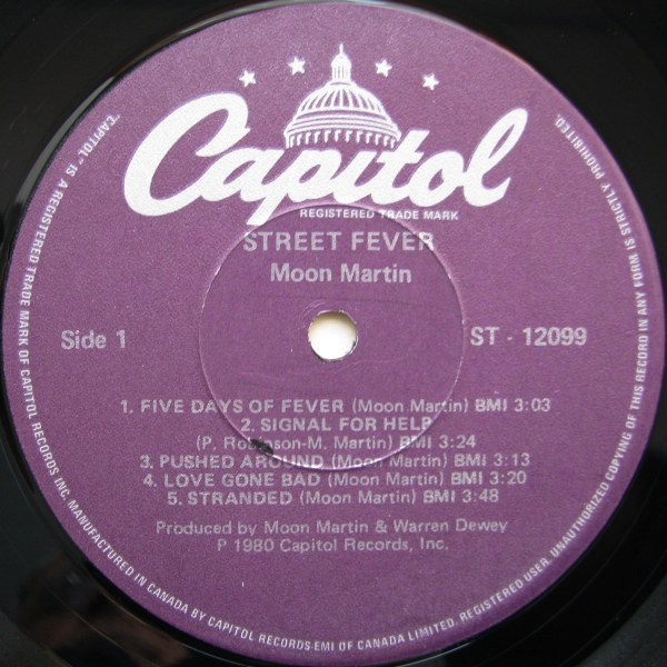 Moon Martin - Street Fever (LP, Album) (Mint (M)) - Image 3