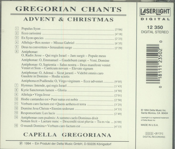Capella Gregoriana - Advent Gregorian Chants (CD, Album) (Near Mint (NM or M-)) - Image 2