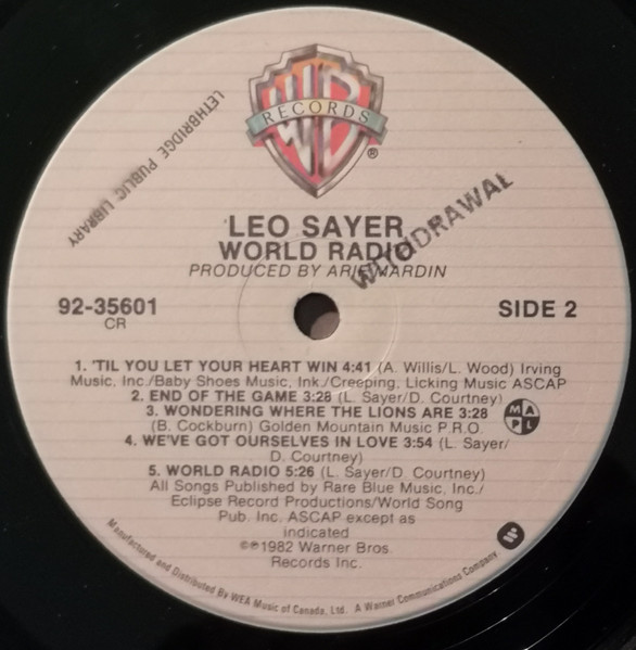 Leo Sayer - World Radio (LP, Album) (Mint (M)) - Image 4