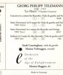 Alternative view of Georg Philipp Telemann - Sarah Cunningham, Marion Verbruggen, Orchestra Of The Age Of Enlightenment, Monica Huggett - Les Plaisirs (Chamber Concertos) (CD, RP) (Near Mint (NM or M-))