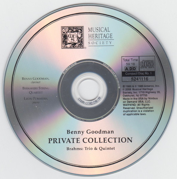 Benny Goodman • Ludwig van Beethoven, Johannes Brahms & Carl Maria von Weber / Berkshire String Quartet • Leon Pommers - Private Collection (2xCD, Comp, Mono, Club, RM) (Near Mint (NM or M-)) - Image 3