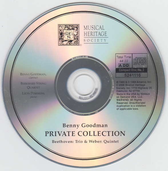 Benny Goodman • Ludwig van Beethoven, Johannes Brahms & Carl Maria von Weber / Berkshire String Quartet • Leon Pommers - Private Collection (2xCD, Comp, Mono, Club, RM) (Near Mint (NM or M-)) - Image 4