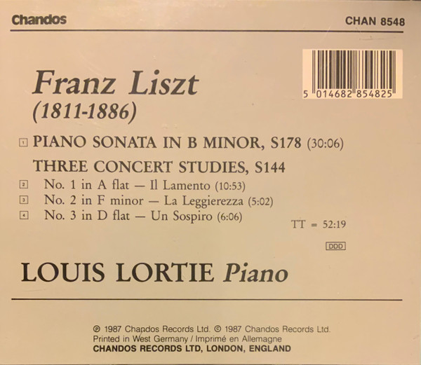 Franz Liszt, Louis Lortie - Piano Sonata In B Minor / Three Concert Studies (CD, Album) (Near Mint (NM or M-)) - Image 2