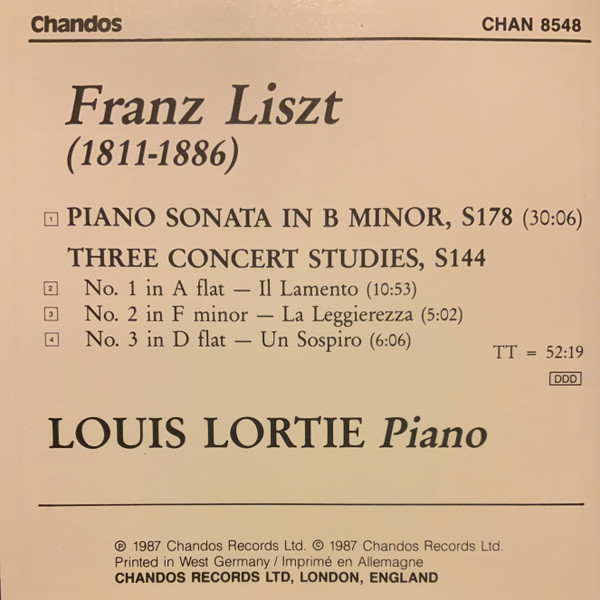 Franz Liszt, Louis Lortie - Piano Sonata In B Minor / Three Concert Studies (CD, Album) (Near Mint (NM or M-)) - Image 4