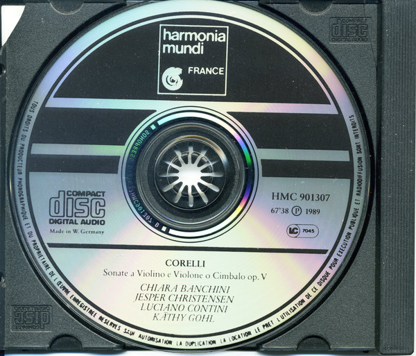 Arcangelo Corelli - Chiara Banchini, Jesper Bøje Christensen, Luciano Contini, Käthi Gohl - Sonate A Violino E Violone O Cimbalo Op.V (CD, Album) (Near Mint (NM or M-)) - Image 3