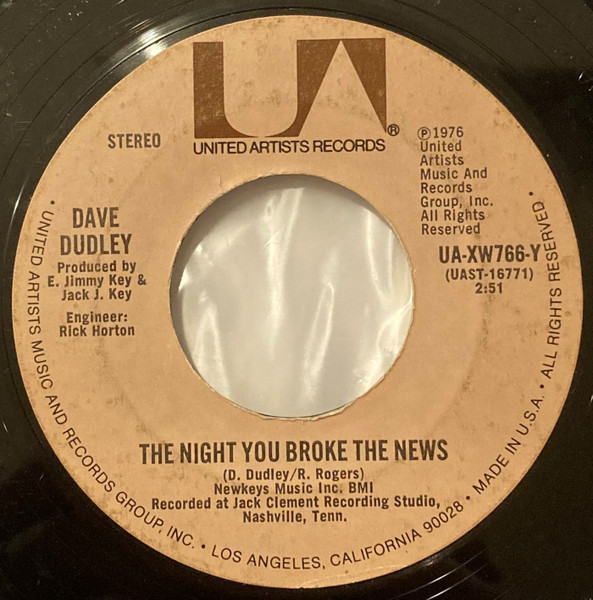 Dave Dudley - Sentimental Journey / The Night You Broke The News (7", Ter) (Very Good Plus (VG+)) - Image 2