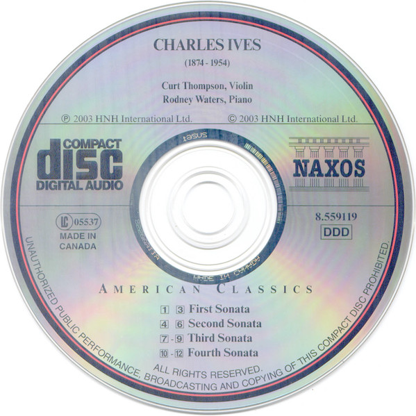 Charles Ives, Curt Thompson, Rodney Waters - Violin Sonatas Nos. 1-4 (CD, Album) (Near Mint (NM or M-)) - Image 4