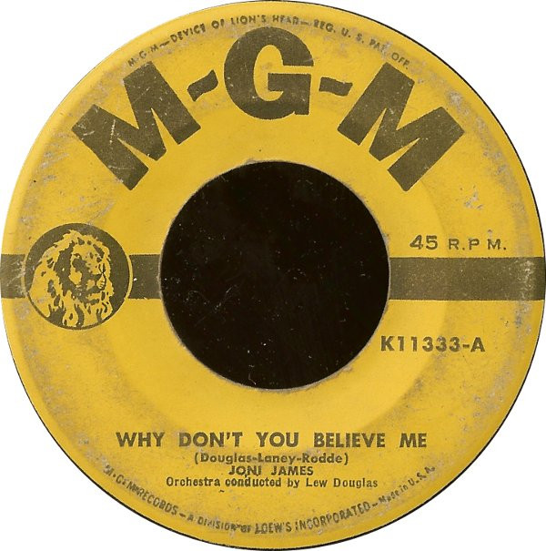 Joni James - Why Don't You Believe Me / Purple Shades (7") (Very Good (VG))
