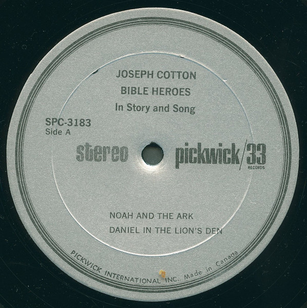 Joseph Cotten - Bible Heroes In Story And Song (LP) (Mint (M)) - Image 3