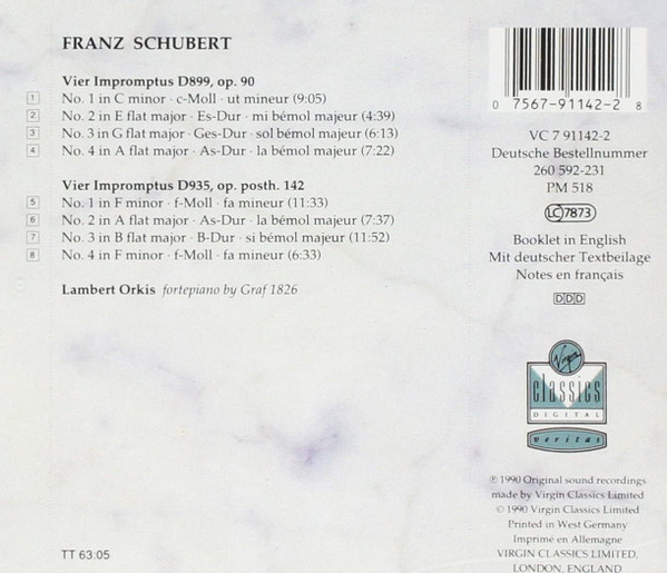 Franz Schubert - Lambert Orkis - Impromptus D.899 D.935 (CD, Album) (Near Mint (NM or M-)) - Image 2