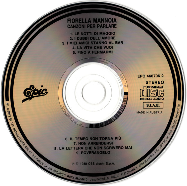 Fiorella Mannoia - Canzoni Per Parlare (CD, Album) (Near Mint (NM or M-)) - Image 3
