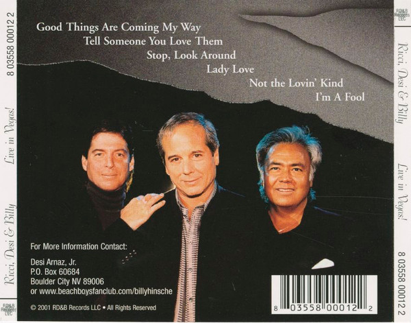 Ricci Martin, Desi Arnaz, Jr. & Billy Hinsche / Ricci, Desi & Billy - Live In Vegas! (CD, Album) (Near Mint (NM or M-)) - Image 2