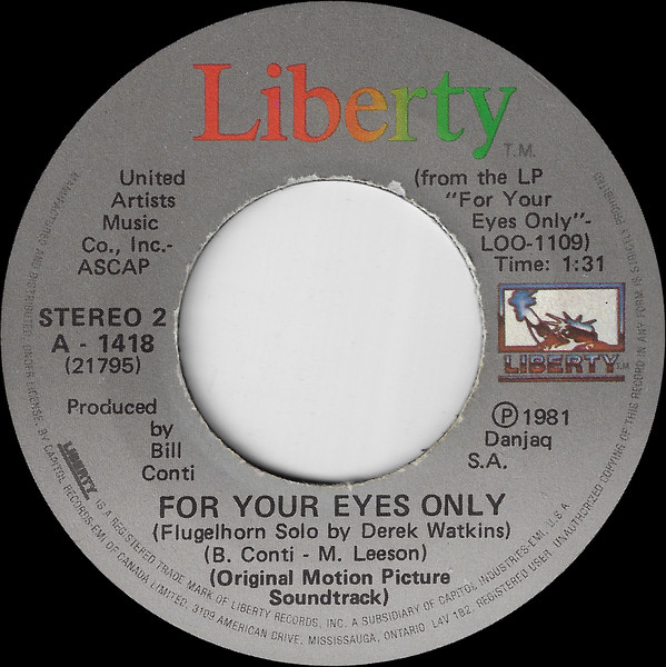 Sheena Easton - For Your Eyes Only (7", Single) (Near Mint (NM or M-)) - Image 2