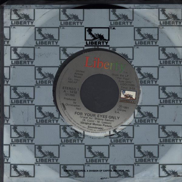 Sheena Easton - For Your Eyes Only (7", Single) (Near Mint (NM or M-)) - Image 3