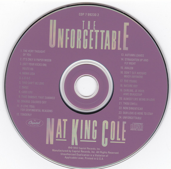 Nat King Cole - The Unforgettable Nat King Cole (CD, Comp, RE, RP) (Near Mint (NM or M-)) - Image 3
