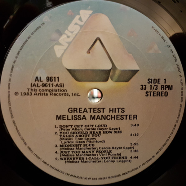 Melissa Manchester - Greatest Hits (LP, Comp) (Mint (M)) - Image 2