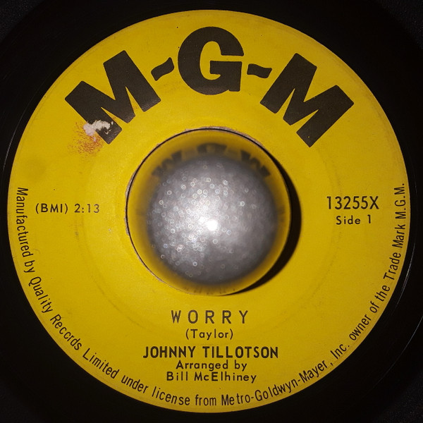 Johnny Tillotson - Worry (7", Single) (Very Good Plus (VG+))