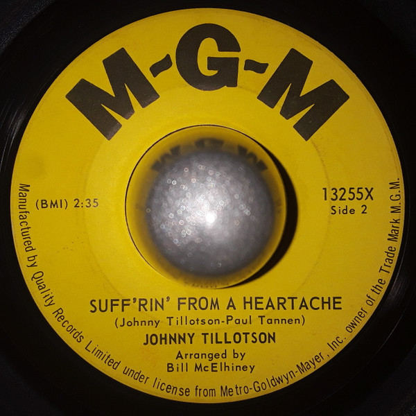 Johnny Tillotson - Worry (7", Single) (Very Good Plus (VG+)) - Image 2