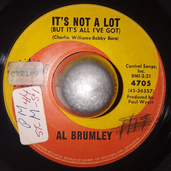 Al Brumley - It's Not A Lot / Welcome Home Again (7") (Good Plus (G+))