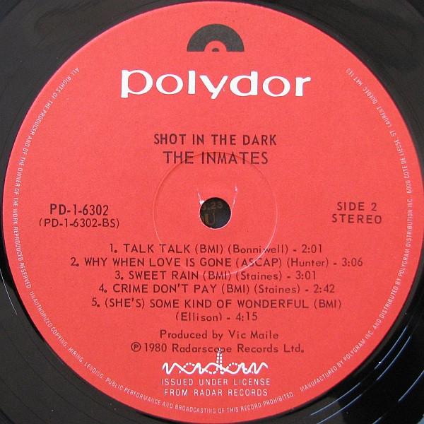 The Inmates (2) - Shot In The Dark (LP, Album) (Mint (M)) - Image 4