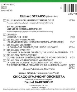 Alternative view of Richard Strauss, Chicago Symphony Orchestra, Daniel Barenboim - Till Eulenspiegels Lustige Streiche Op. 28 / Ein Heldenleben Op. 40 (CD, Album) (Near Mint (NM or M-))