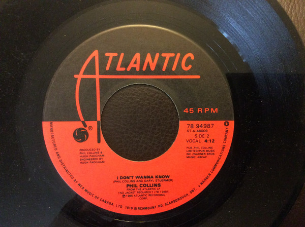 Phil Collins And Marilyn Martin - Separate Lives (Love Theme From White Nights) (7", Single) (Near Mint (NM or M-)) - Image 2