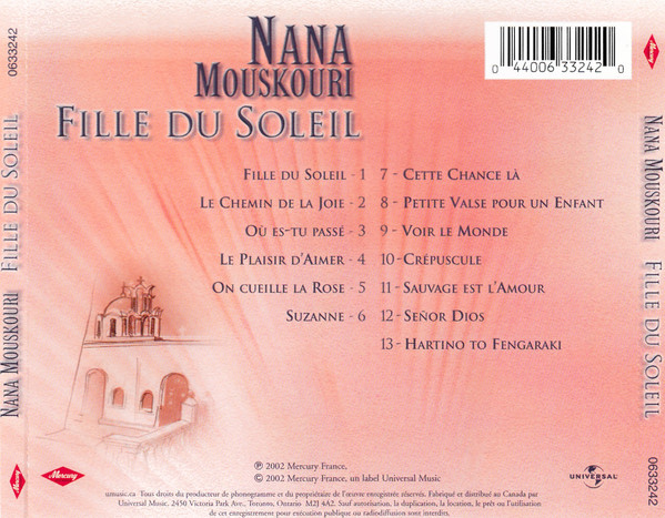 Nana Mouskouri - Fille Du Soleil (CD, Album) (Near Mint (NM or M-)) - Image 2