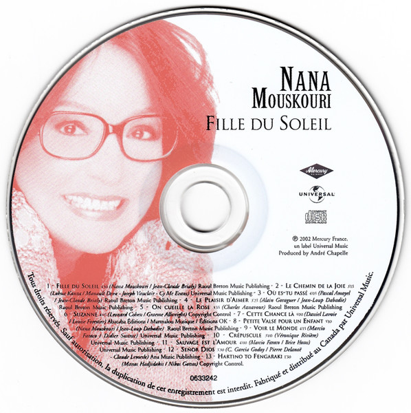 Nana Mouskouri - Fille Du Soleil (CD, Album) (Near Mint (NM or M-)) - Image 3