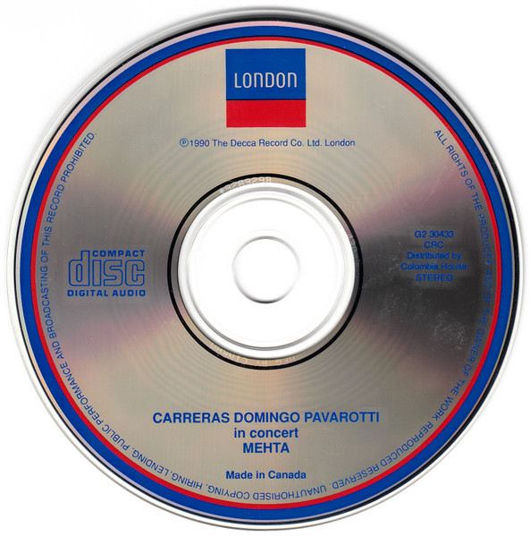 José Carreras, Placido Domingo, Luciano Pavarotti, Zubin Mehta - In Concert (CD, Album, Club, RE) (Near Mint (NM or M-)) - Image 3