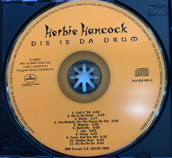 Herbie Hancock - Dis Is Da Drum (CD, Album, Club) (Near Mint (NM or M-)) - Image 2