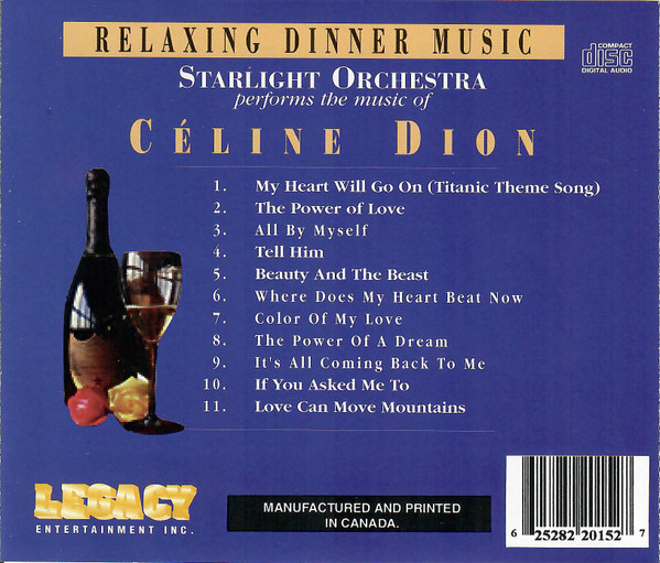The Starlight Orchestra - Starlight Orchestra Performs The Music Of Celine Dion (CD, Album, Comp) (Near Mint (NM or M-)) - Image 2