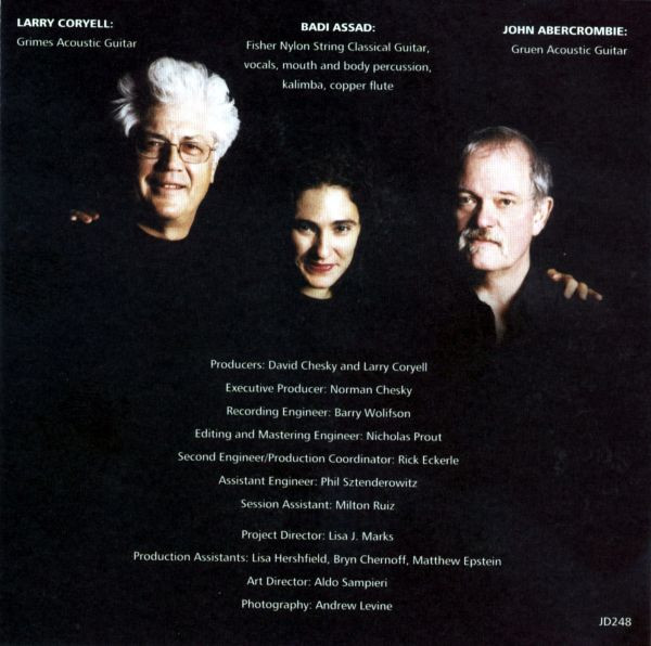 Larry Coryell, Badi Assad, John Abercrombie - Three Guitars (CD, Album) (Near Mint (NM or M-)) - Image 4