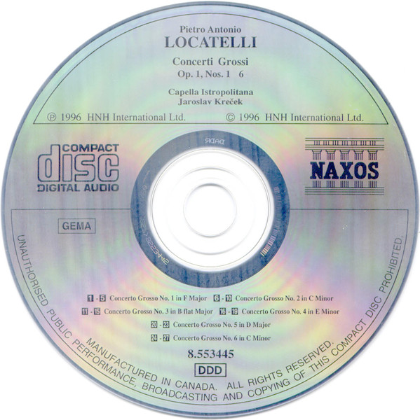 Pietro Antonio Locatelli - Capella Istropolitana, Jaroslav Krček - Concerti Grossi Op. 1, Nos. 1 - 6 (CD, Album, RE) (Near Mint (NM or M-)) - Image 3