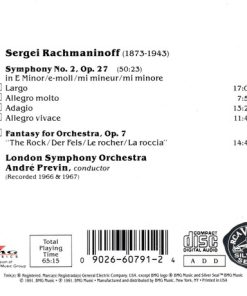 Alternative view of Sergei Vasilyevich Rachmaninoff, London Symphony Orchestra, André Previn - Symphony No. 2  / The Rock = Der Fels = La Roccia (CD, Album, RE) (Near Mint (NM or M-))