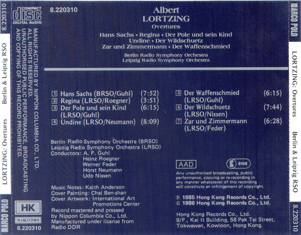 Albert Lortzing, Rundfunk-Sinfonieorchester Berlin, Rundfunk-Sinfonie-Orchester Leipzig - Overtures (CD, Album) (Very Good Plus (VG+)) - Image 2