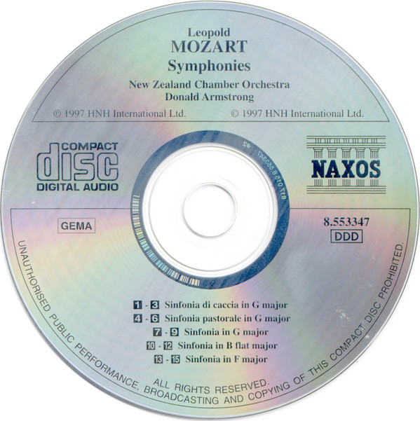 Leopold Mozart, New Zealand Chamber Orchestra, Donald Armstrong (2) - Sinfonia Di Caccia • Sinfonia Pastorale • Sinfonias In G, B Flat And F (CD, Album) (Near Mint (NM or M-)) - Image 3