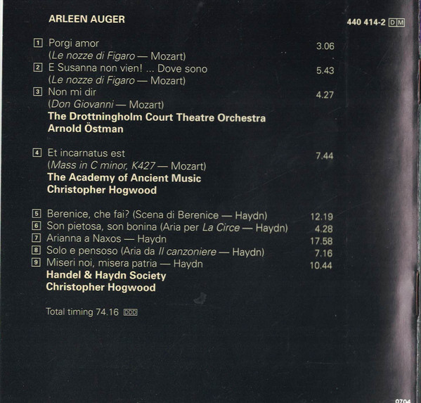 Wolfgang Amadeus Mozart, Joseph Haydn, Arleen Auger - Grandi Voci Arleen Auger (CD, RM) (Near Mint (NM or M-)) - Image 3