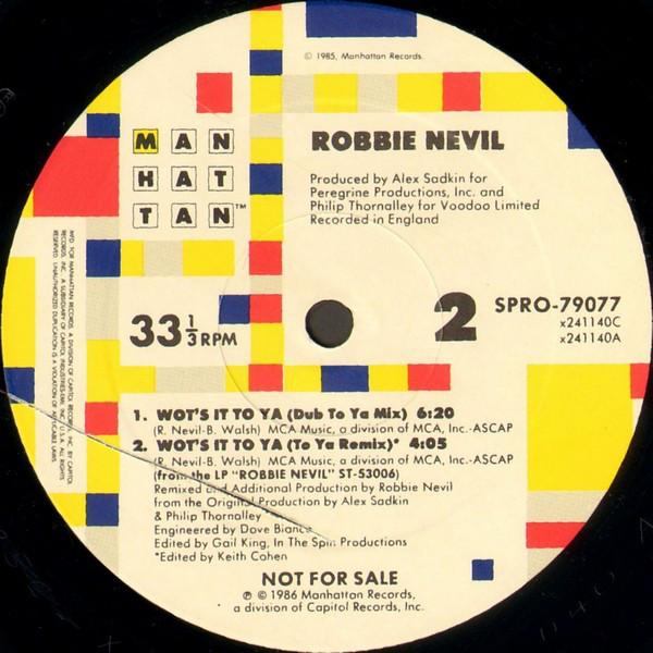 Robbie Nevil - Wot's It To Ya (12", Promo) (Mint (M)) - Image 2