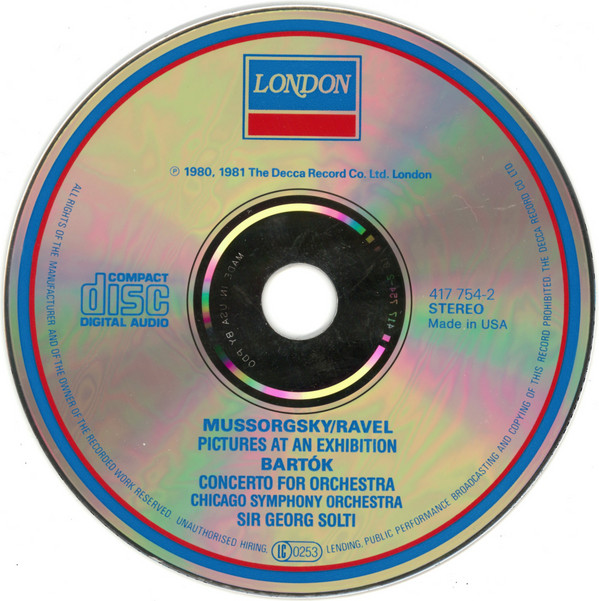 Modest Mussorgsky / Maurice Ravel / Béla Bartók, Chicago Symphony Orchestra, Georg Solti - Pictures At An Exhibition = Tableaux D'Une Exposition = Bilder Einer Ausstellung / Concerto For Orchestra (CD, Comp, RE) (Near Mint (NM or M-)) - Image 3
